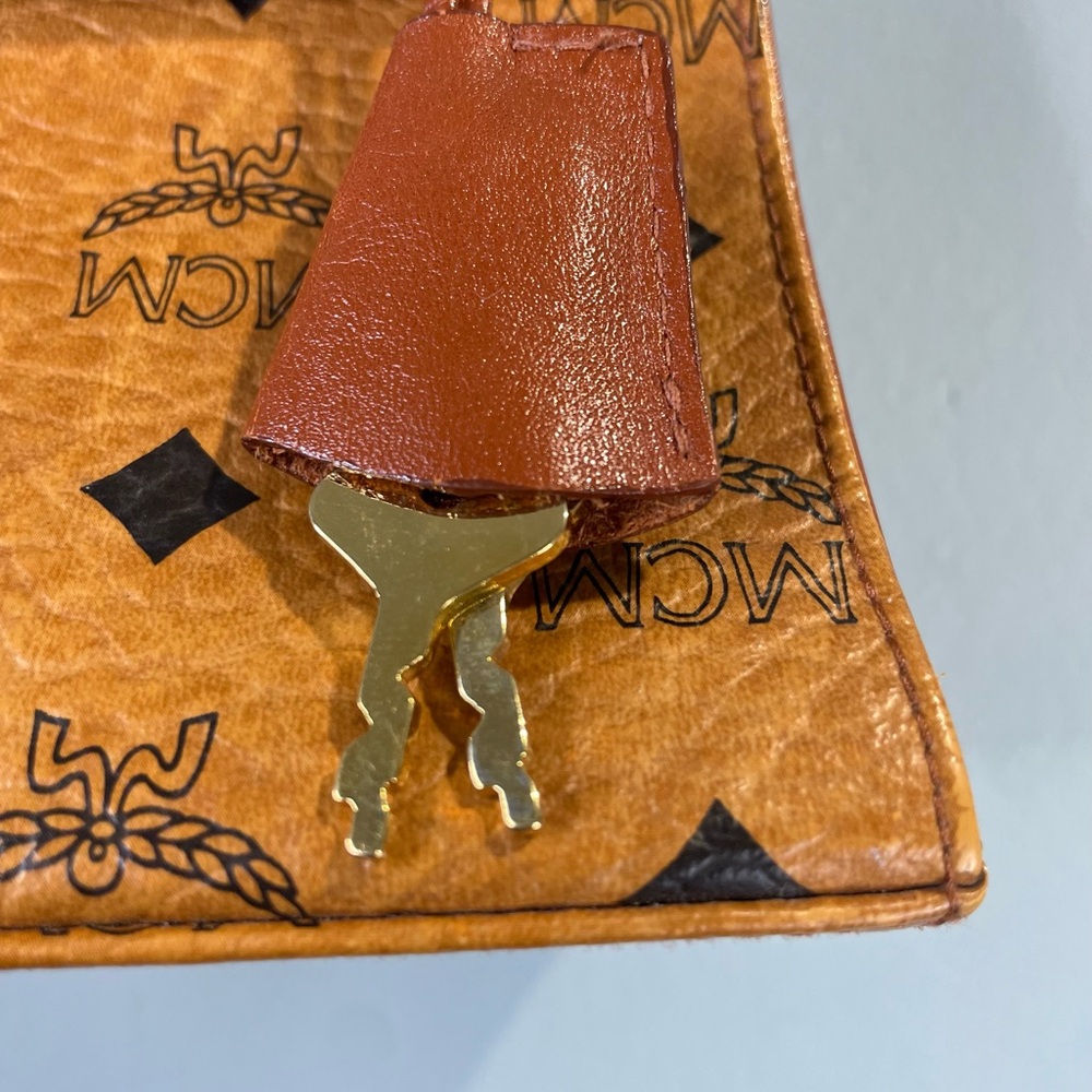 MCM mini Cognac Visetos Top Handle Bag - Picture 5 of 12